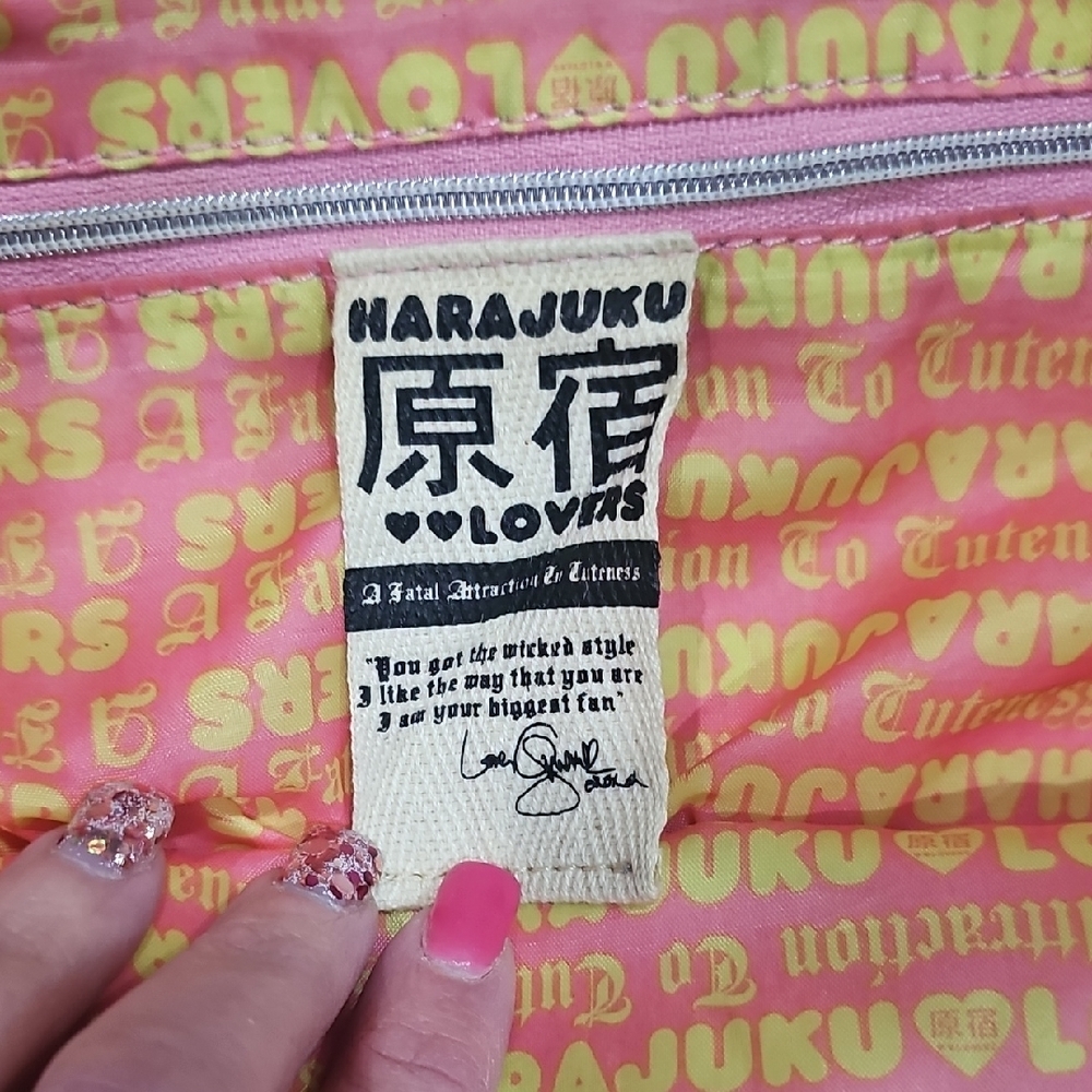 HARAJUKU Cute Graphic Tote Bag with Blue Handles - Picture 5 of 7